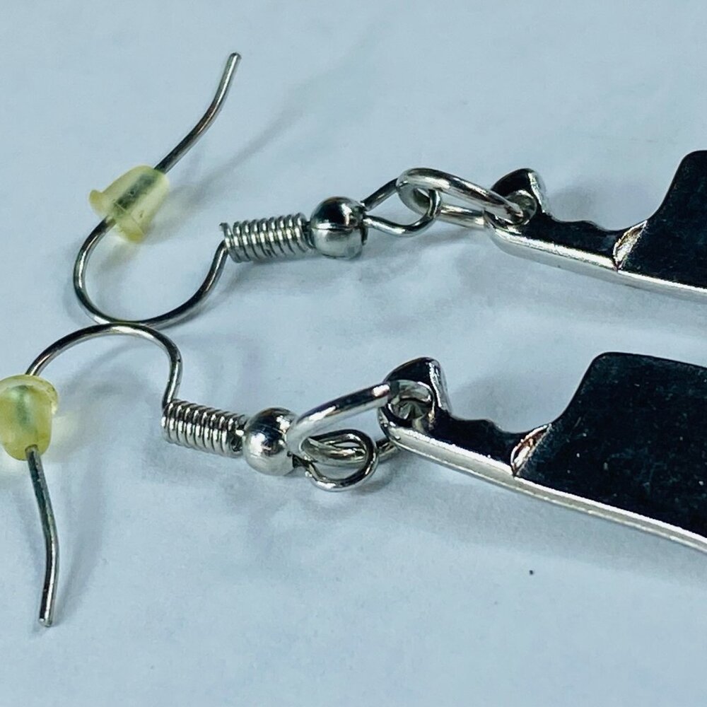 Meat Cleaver Earrings Pierced Hooks Dangle Drop Bead Halloween Whimsical Party - Picture 6 of 13